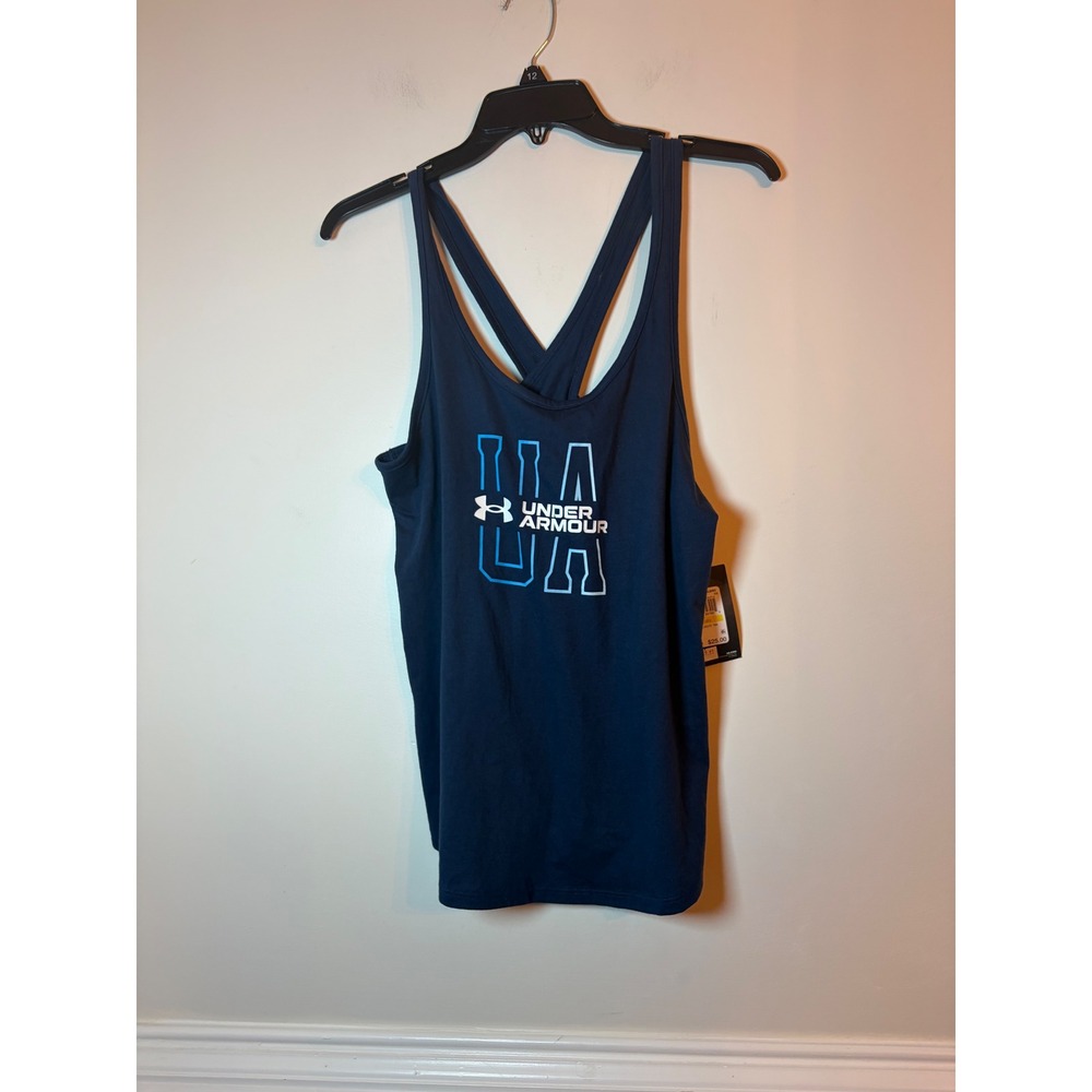 Under Armour Collegiate Tank Womens Medium Navy Blue Crossback Activewear Top